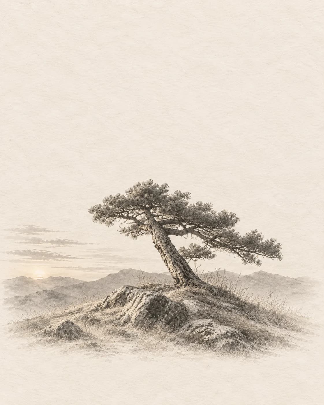 갑술일주 물상, 황혼의 마른 둔덕과 소나무