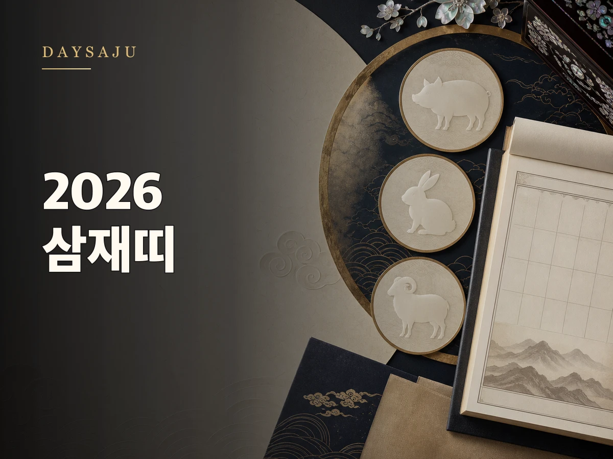 2026년 삼재띠 총정리 — 돼지띠·토끼띠·양띠가 알아야 할 것를 상징하는 데이사주 블로그 썸네일