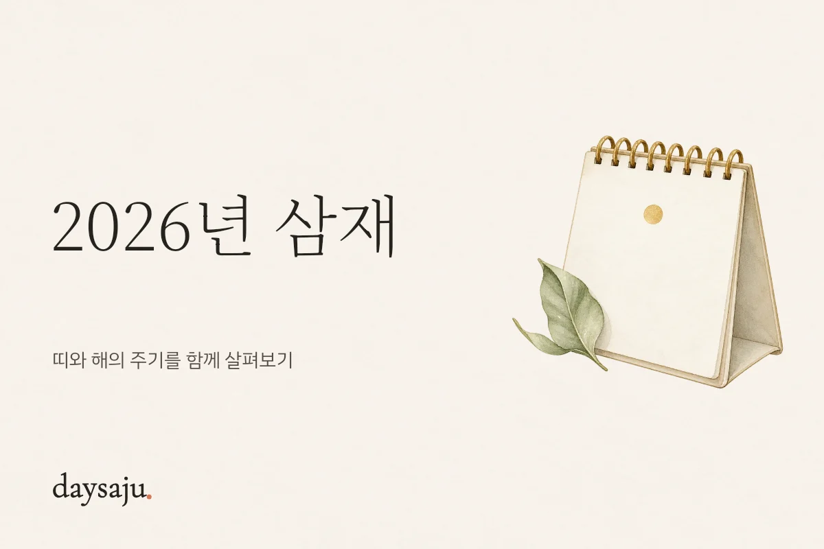 2026년 삼재 — 밝은 한지 위의 밝은 종이 달력