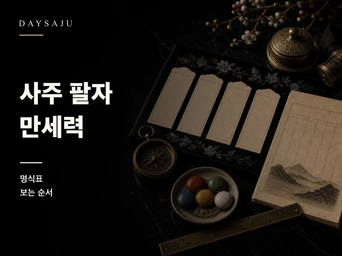 사주 팔자 만세력 명식표 보는 순서를 보여주는 데이사주 블로그 썸네일