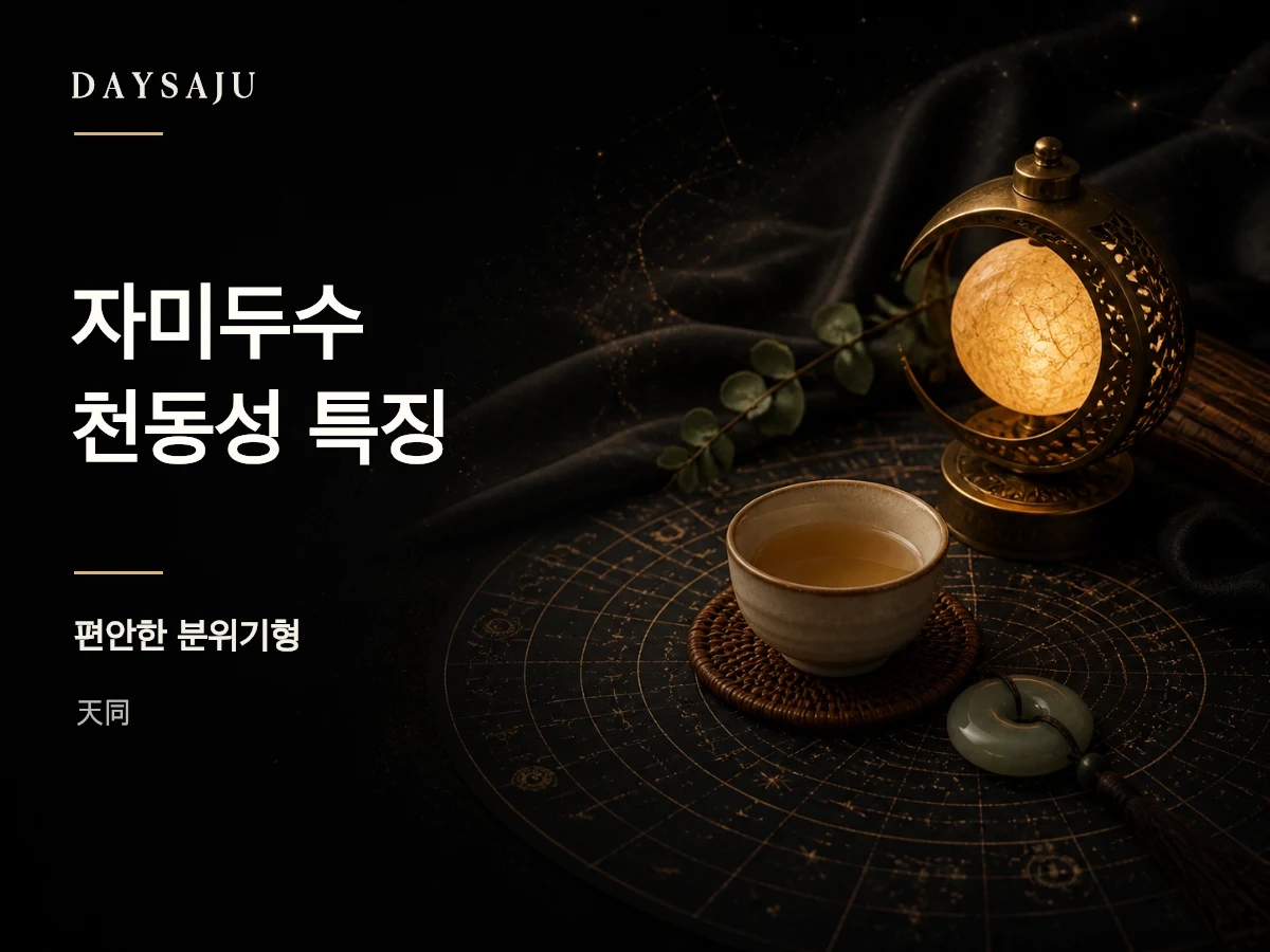 자미두수 천동성의 온화함과 즐거움을 담은 명반 일러스트