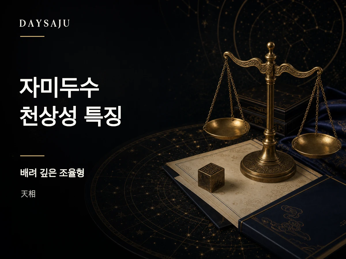 자미두수 천상성의 균형과 중재력을 보여주는 명반 일러스트