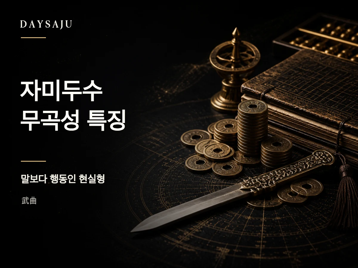 자미두수 무곡성의 실리와 성과 감각을 보여주는 명반 일러스트